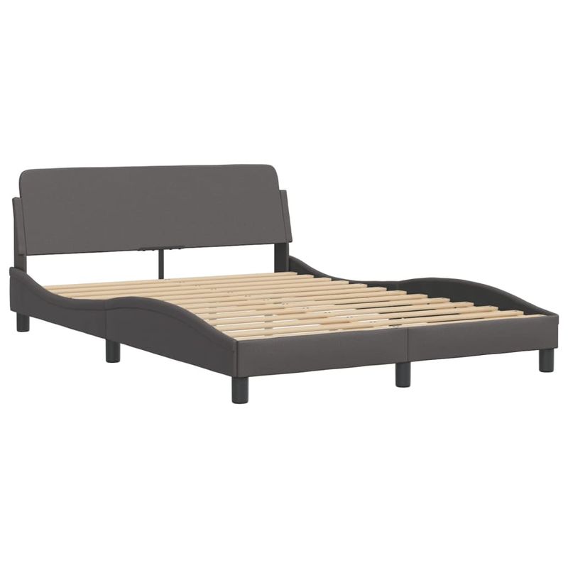 Casa si Gradina - Mobilier - Paturi si accesorii - Paturi - Cadru de pat cu lumini LED, gri, 140x190 cm, piele ecologica - Infinity.ro
