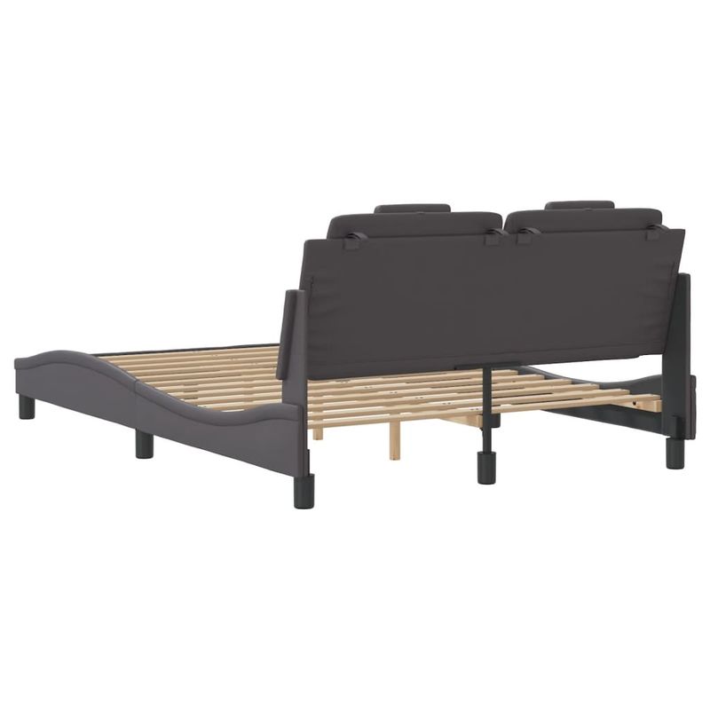 Casa si Gradina - Mobilier - Paturi si accesorii - Paturi - Cadru de pat cu lumini LED, gri, 140x190 cm, piele ecologica - Infinity.ro