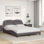 Casa si Gradina - Mobilier - Paturi si accesorii - Paturi - Cadru de pat cu lumini LED, gri, 160x200 cm, piele ecologica - Infinity.ro