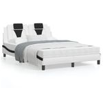 Casa si Gradina - Mobilier - Paturi si accesorii - Paturi - Cadru de pat cu tablie, alb/negru, 140x200 cm, piele ecologica - Infinity.ro