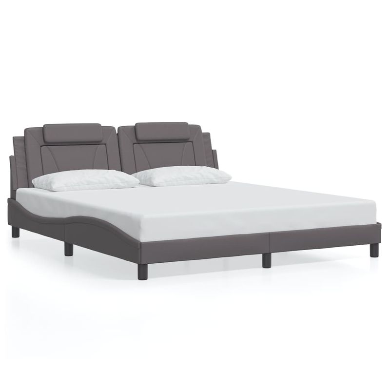Casa si Gradina - Mobilier - Paturi si accesorii - Paturi - Cadru de pat cu lumini LED, gri, 180x200 cm, piele ecologica - Infinity.ro