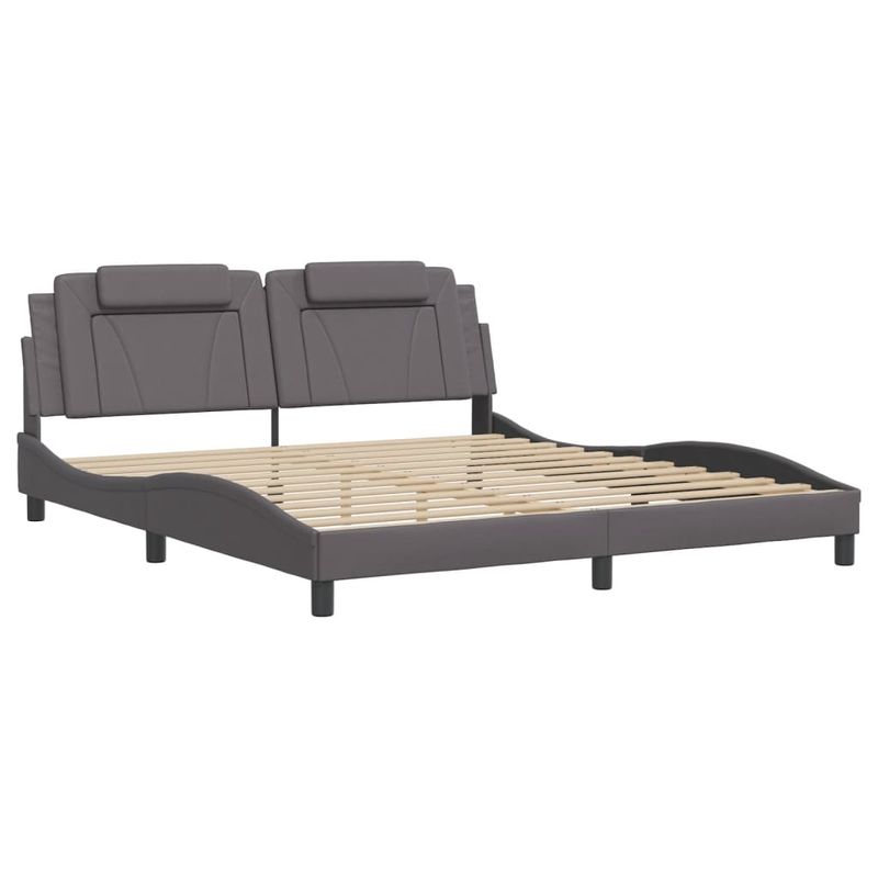Casa si Gradina - Mobilier - Paturi si accesorii - Paturi - Cadru de pat cu lumini LED, gri, 180x200 cm, piele ecologica - Infinity.ro