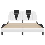 Casa si Gradina - Mobilier - Paturi si accesorii - Paturi - Cadru de pat cu tablie, alb/negru, 140x200 cm, piele ecologica - Infinity.ro