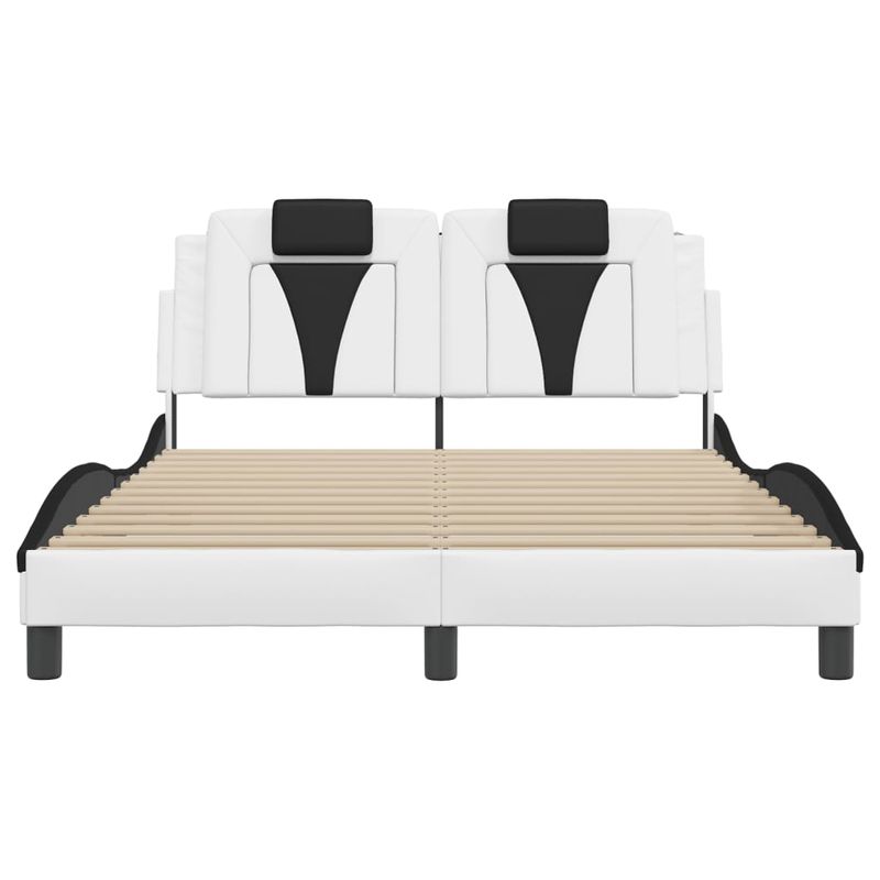 Casa si Gradina - Mobilier - Paturi si accesorii - Paturi - Cadru de pat cu tablie, alb/negru, 140x200 cm, piele ecologica - Infinity.ro