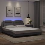 Casa si Gradina - Mobilier - Paturi si accesorii - Paturi - Cadru de pat cu lumini LED, gri, 180x200 cm, piele ecologica - Infinity.ro