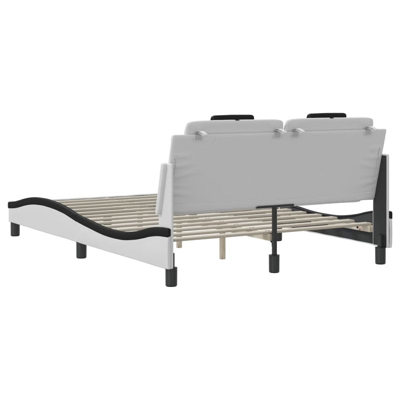 Casa si Gradina - Mobilier - Paturi si accesorii - Paturi - Cadru de pat cu tablie, alb/negru, 140x200 cm, piele ecologica - Infinity.ro