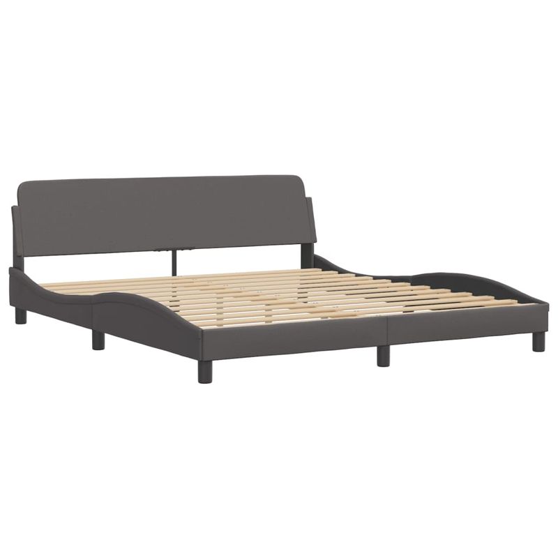 Casa si Gradina - Mobilier - Paturi si accesorii - Paturi - Cadru de pat cu lumini LED, gri, 180x200 cm, piele ecologica - Infinity.ro