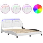 Casa si Gradina - Mobilier - Paturi si accesorii - Paturi - Cadru de pat cu lumini LED, alb, 160x200 cm, piele ecologica - Infinity.ro