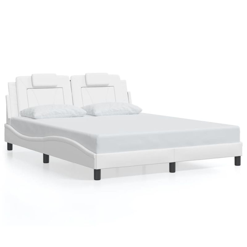 Casa si Gradina - Mobilier - Paturi si accesorii - Paturi - Cadru de pat cu lumini LED, alb, 160x200 cm, piele ecologica - Infinity.ro
