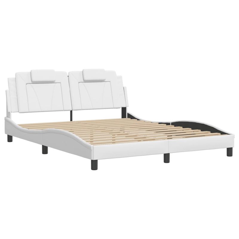 Casa si Gradina - Mobilier - Paturi si accesorii - Paturi - Cadru de pat cu lumini LED, alb, 160x200 cm, piele ecologica - Infinity.ro