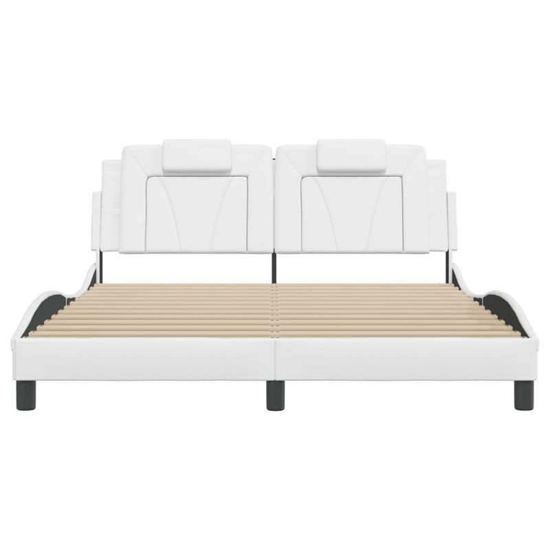 Casa si Gradina - Mobilier - Paturi si accesorii - Paturi - Cadru de pat cu lumini LED, alb, 160x200 cm, piele ecologica - Infinity.ro