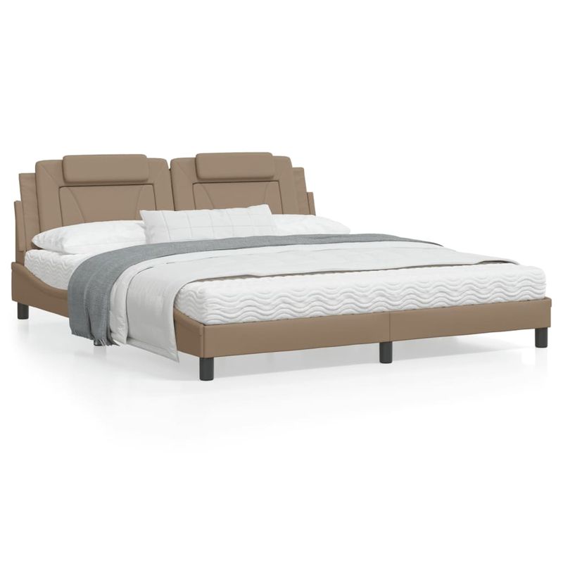 Casa si Gradina - Mobilier - Paturi si accesorii - Paturi - Cadru de pat cu tablie, cappuccino, 180x200 cm, piele ecologica - Infinity.ro
