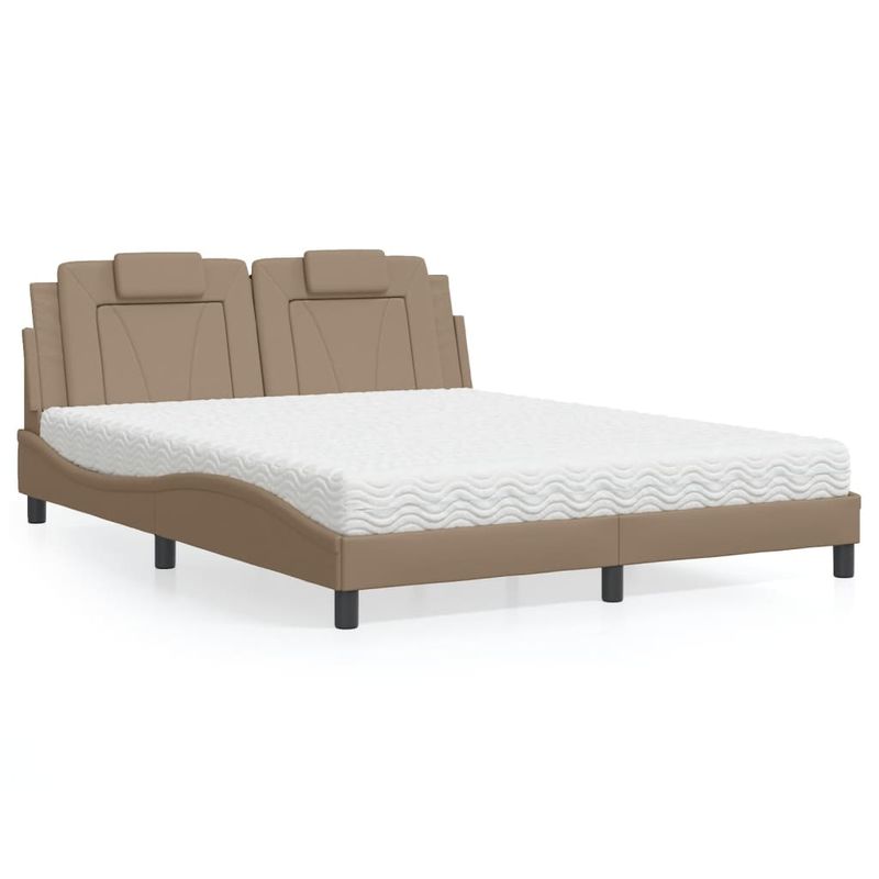 Casa si Gradina - Mobilier - Paturi si accesorii - Paturi - Pat cu saltea, cappuccino, 160x200cm piele ecologica - Infinity.ro