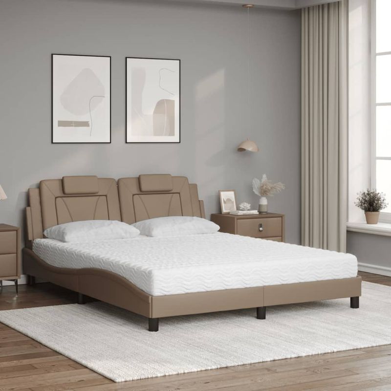 Casa si Gradina - Mobilier - Paturi si accesorii - Paturi - Pat cu saltea, cappuccino, 160x200cm piele ecologica - Infinity.ro