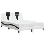Casa si Gradina - Mobilier - Paturi si accesorii - Paturi - Pat cu saltea, alb si negru, 140x190 cm, piele ecologica - Infinity.ro
