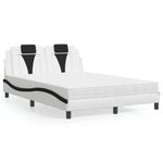Casa si Gradina - Mobilier - Paturi si accesorii - Paturi - Pat cu saltea, alb si negru, 140x190 cm, piele ecologica - Infinity.ro