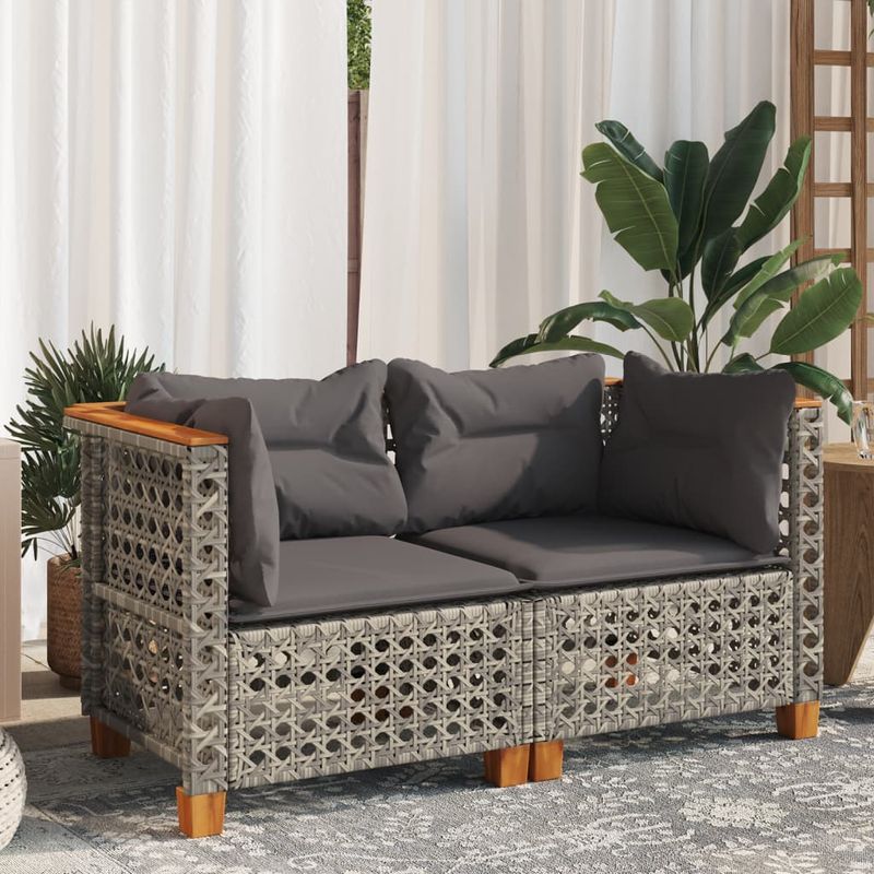 Casa si Gradina - Gradina si terasa - Mobilier exterior - Canapele si fotolii gradina - Canapele de colt de gradina cu perne, 2 buc., poliratan, model 2x colțar (cu sculptură) - Infinity.ro