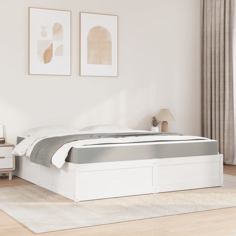 Casa si Gradina - Mobilier - Paturi si accesorii - Paturi - Pat cu saltea, alb, 180x200 cm, lemn masiv pin - Infinity.ro