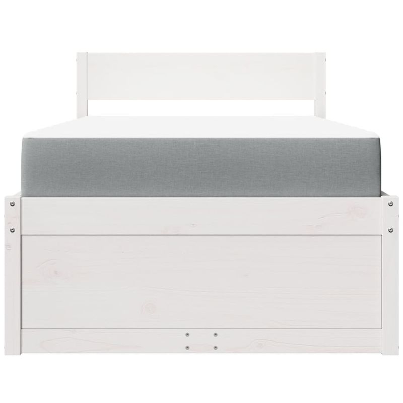 Casa si Gradina - Mobilier - Paturi si accesorii - Paturi - Pat cu sertare si saltea, alb, 100x200 cm, lemn masiv pin - Infinity.ro