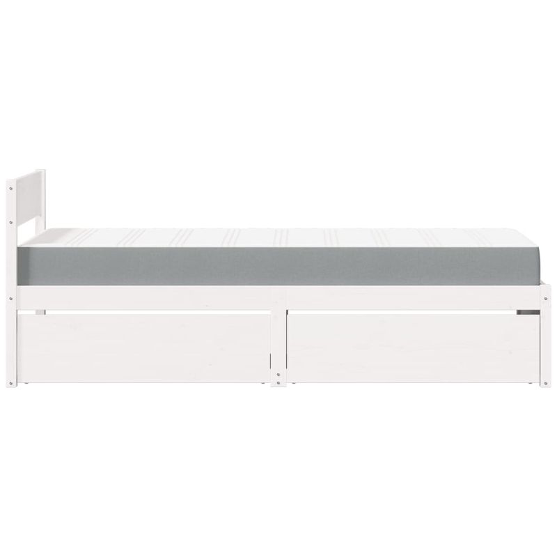 Casa si Gradina - Mobilier - Paturi si accesorii - Paturi - Pat cu sertare si saltea, alb, 100x200 cm, lemn masiv pin - Infinity.ro