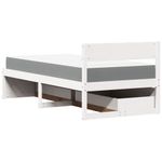 Casa si Gradina - Mobilier - Paturi si accesorii - Paturi - Pat cu sertare si saltea, alb, 100x200 cm, lemn masiv pin - Infinity.ro