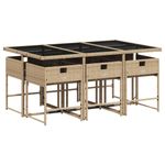 Casa si Gradina - Gradina si terasa - Mobilier exterior - Seturi mobila gradina - Set mobilier pentru gradina, 7 piese, cu perne, bej, poliratan - Infinity.ro