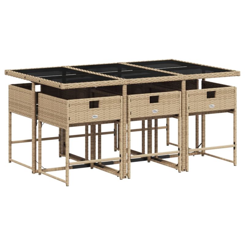 Casa si Gradina - Gradina si terasa - Mobilier exterior - Seturi mobila gradina - Set mobilier pentru gradina, 7 piese, cu perne, bej, poliratan - Infinity.ro