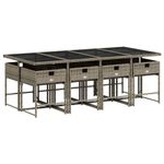 Casa si Gradina - Gradina si terasa - Mobilier exterior - Seturi mobila gradina - Set mobilier gradina cu perne, 9 piese, gri, poliratan - Infinity.ro