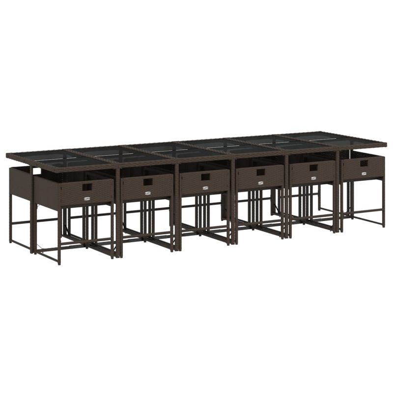 Casa si Gradina - Gradina si terasa - Mobilier exterior - Seturi mobila gradina - Set mobilier de gradina, 13 piese, maro, cu perne, poliratan - Infinity.ro