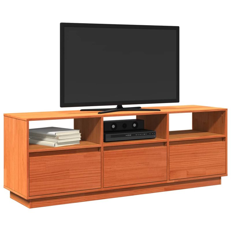 Casa si Gradina - Mobilier - Comode si corpuri - Comode - Dulap TV, maro ceruit, 140x37x50 cm, lemn masiv de pin - Infinity.ro