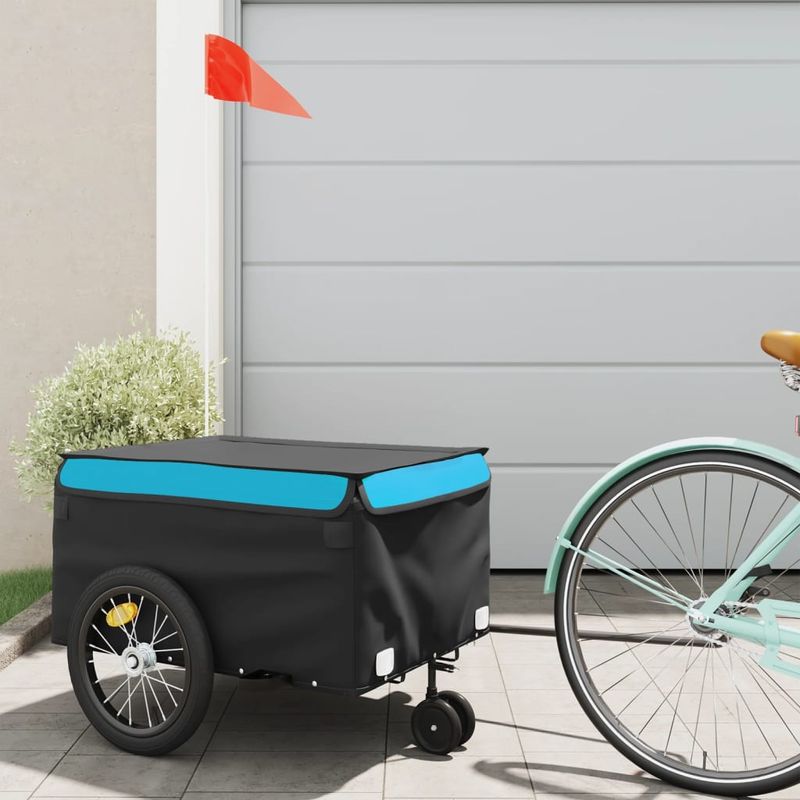 Sport si Outdoor - Ciclism - Accesorii pentru biciclete - Remorci biciclete - Remorca pentru biciclete, negru și albastru, 45 kg, fier, mărime 62.5x124x52 cm - Infinity.ro