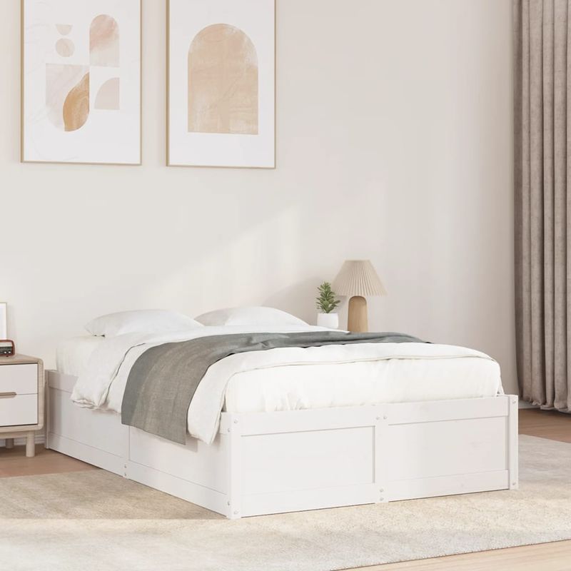 Casa si Gradina - Mobilier - Paturi si accesorii - Paturi - Cadru de pat, alb, 135x190 cm, lemn masiv de pin - Infinity.ro