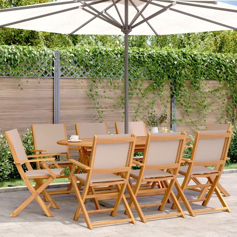 Casa si Gradina - Gradina si terasa - Mobilier exterior - Scaune si sezlonguri gradina - Scaune de gradina pliabile 8 buc., textil taupe/lemn masiv - Infinity.ro