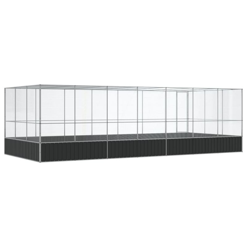 Petshop - Accesorii petshop - Culcusuri si custi - Tarcuri si colivii - Voliera de pasari cu extensie, argintiu, 725x307x212 cm, otel - Infinity.ro