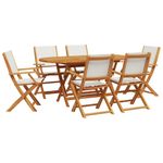 Casa si Gradina - Gradina si terasa - Mobilier exterior - Seturi mobila gradina - Set mobilier de gradina 7 piese textil alb crem/lemn masiv - Infinity.ro