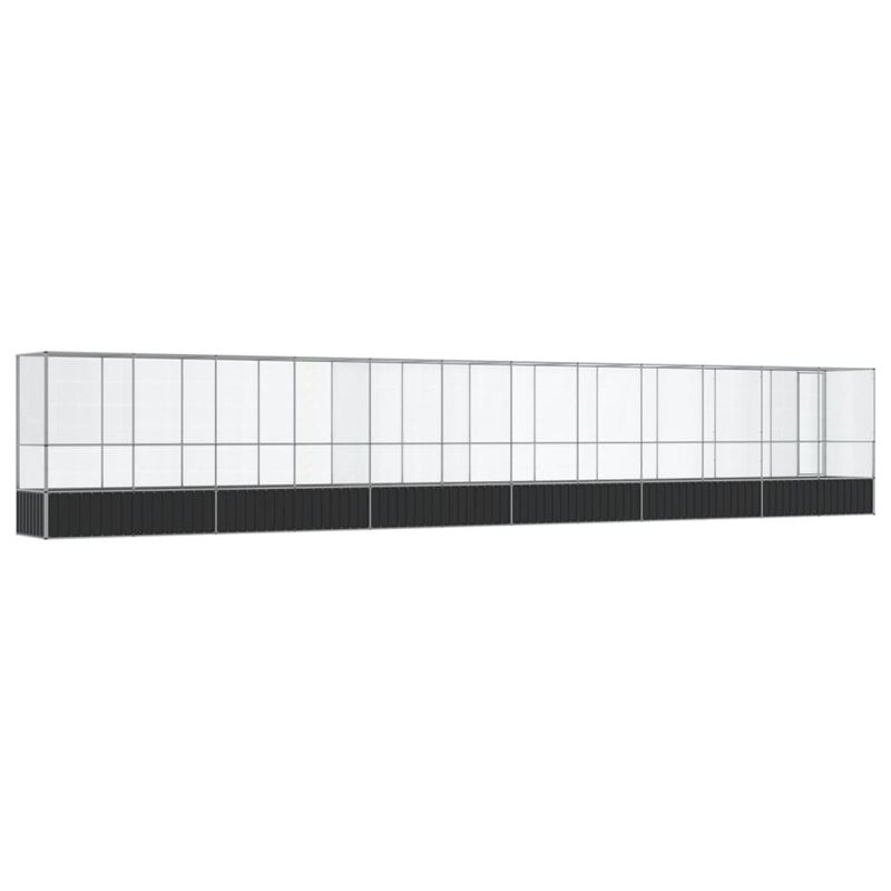 Petshop - Accesorii petshop - Culcusuri si custi - Tarcuri si colivii - Voliera pasari cu extensie, argintiu, 1250,5x107x212 cm, otel - Infinity.ro