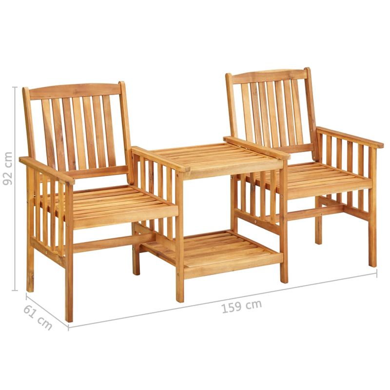 Casa si Gradina - Gradina si terasa - Mobilier exterior - Seturi mobila gradina - Scaune de gradina cu masa de ceai si perne, lemn masiv acacia - Infinity.ro