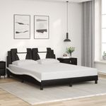 Casa si Gradina - Mobilier - Paturi si accesorii - Paturi - Cadru de pat cu LED, negru si alb, 160x200 cm, piele ecologica - Infinity.ro
