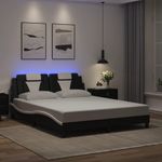 Casa si Gradina - Mobilier - Paturi si accesorii - Paturi - Cadru de pat cu LED, negru si alb, 160x200 cm, piele ecologica - Infinity.ro