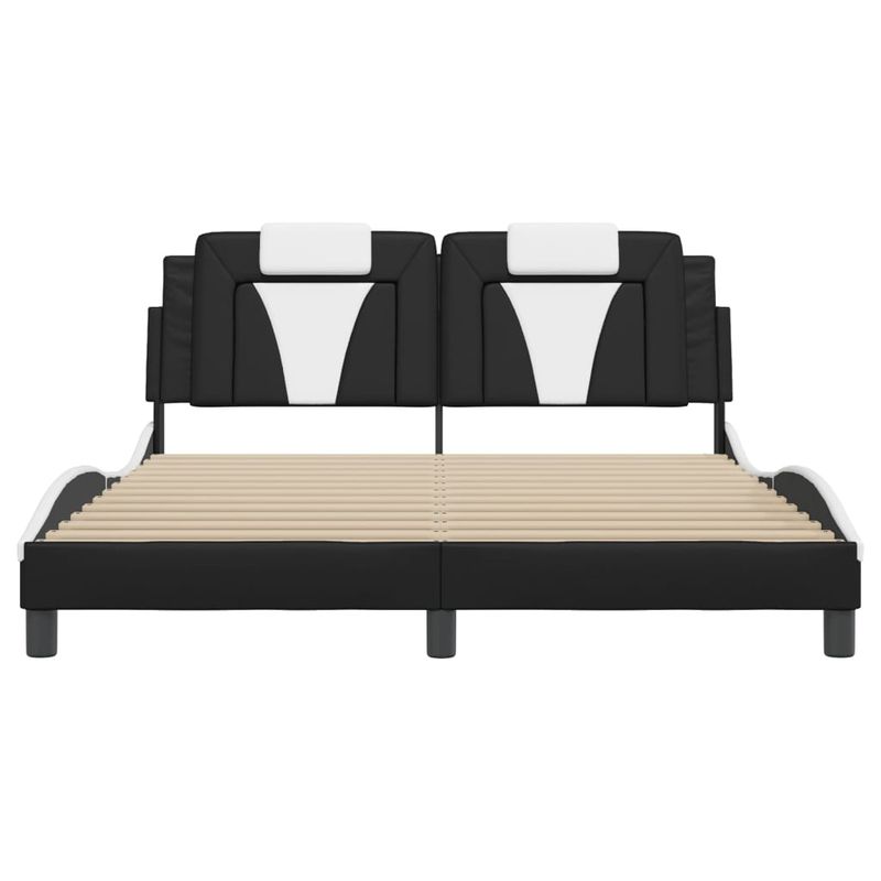 Casa si Gradina - Mobilier - Paturi si accesorii - Paturi - Cadru de pat cu LED, negru si alb, 160x200 cm, piele ecologica - Infinity.ro