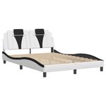 Casa si Gradina - Mobilier - Paturi si accesorii - Paturi - Cadru de pat cu tablie, alb si negru,140x190cm, piele ecologica - Infinity.ro