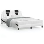 Casa si Gradina - Mobilier - Paturi si accesorii - Paturi - Cadru de pat cu tablie, alb si negru,140x190cm, piele ecologica - Infinity.ro