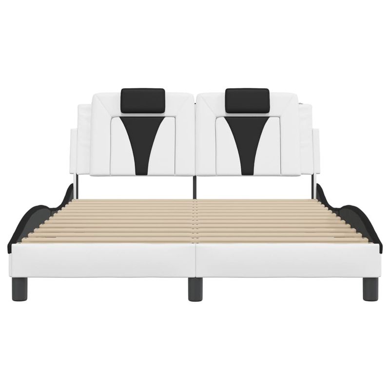 Casa si Gradina - Mobilier - Paturi si accesorii - Paturi - Cadru de pat cu tablie, alb si negru,140x190cm, piele ecologica - Infinity.ro