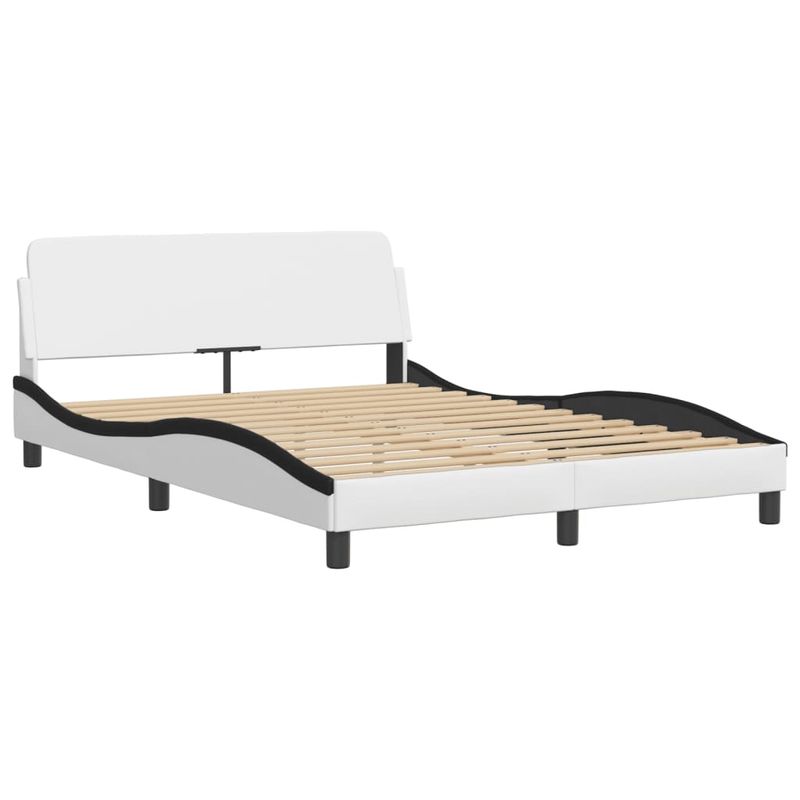 Casa si Gradina - Mobilier - Paturi si accesorii - Paturi - Cadru de pat cu tablie, alb si negru,140x190cm, piele ecologica - Infinity.ro