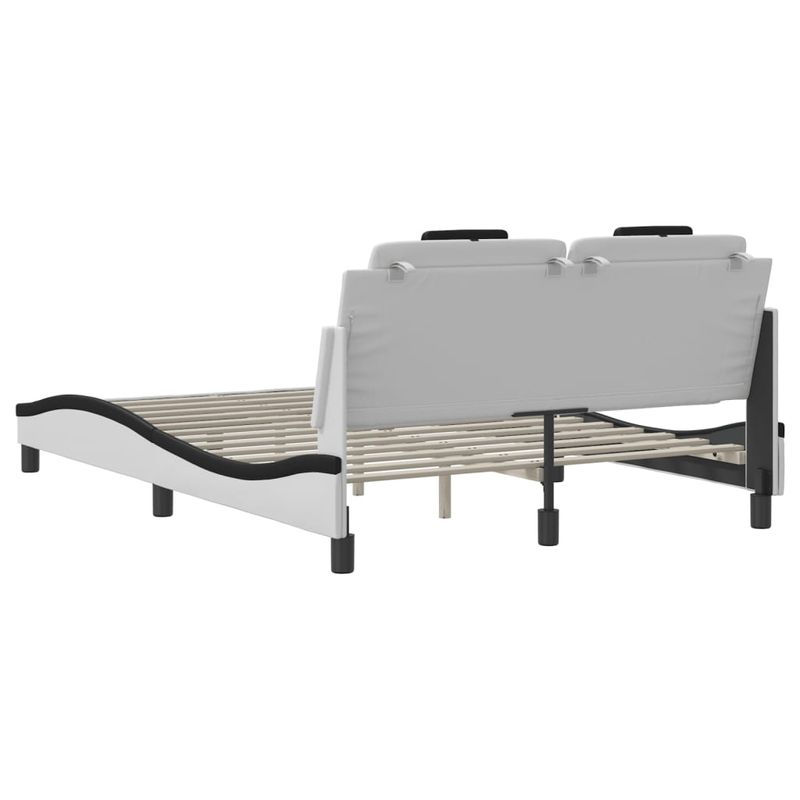 Casa si Gradina - Mobilier - Paturi si accesorii - Paturi - Cadru de pat cu tablie, alb si negru,140x190cm, piele ecologica - Infinity.ro