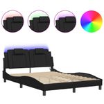 Casa si Gradina - Mobilier - Paturi si accesorii - Paturi - Cadru de pat cu lumini LED, negru, 140x200 cm, piele ecologica - Infinity.ro