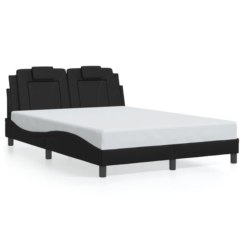 Casa si Gradina - Mobilier - Paturi si accesorii - Paturi - Cadru de pat cu lumini LED, negru, 140x200 cm, piele ecologica - Infinity.ro