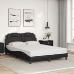 Casa si Gradina - Mobilier - Paturi si accesorii - Paturi - Cadru de pat cu lumini LED, negru, 140x200 cm, piele ecologica - Infinity.ro
