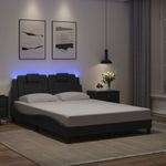 Casa si Gradina - Mobilier - Paturi si accesorii - Paturi - Cadru de pat cu lumini LED, negru, 140x200 cm, piele ecologica - Infinity.ro