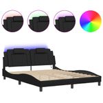 Casa si Gradina - Mobilier - Paturi si accesorii - Paturi - Cadru de pat cu lumini LED, negru, 160x200 cm, piele ecologica - Infinity.ro